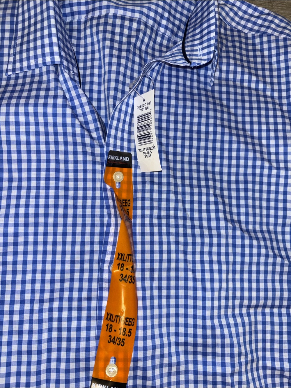 Kirkland men’s Signature Blue Gingham Button-Down Shirt NWT - Picture 2 of 4